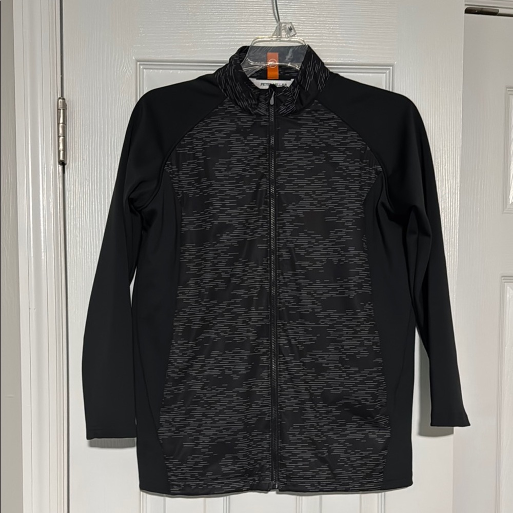 Peter Millar Black and Gray Zip-Up Golf Jacket boys size Large (11-12)